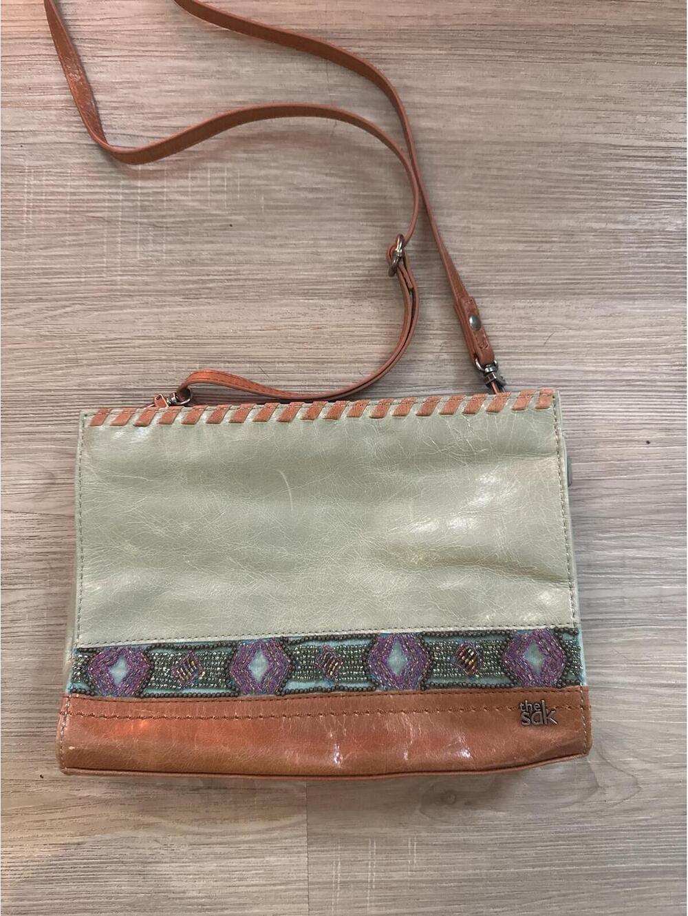 The Sak Leather Crossbody Bag with Beaded Detail
